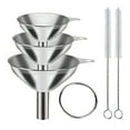 thumbnail image 1 of Stainless Steel Kitchen Funnel Set | Food Grade Metal Funnels | Small Medium Large Sizes | Easy Clean Dishwasher Safe Design | Includes Cleaning Brush | For Filling Bottles, Spices, Liquids, 1 of 7