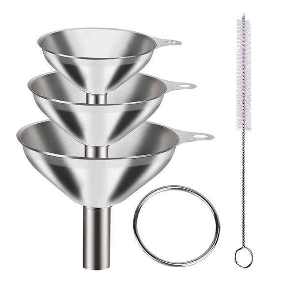 Stainless Steel Kitchen Funnels Set Food Grade Powder Transfer Funnel for Filling Bottles Cooking Oil Pouring Tool for Spices Salt Herbs