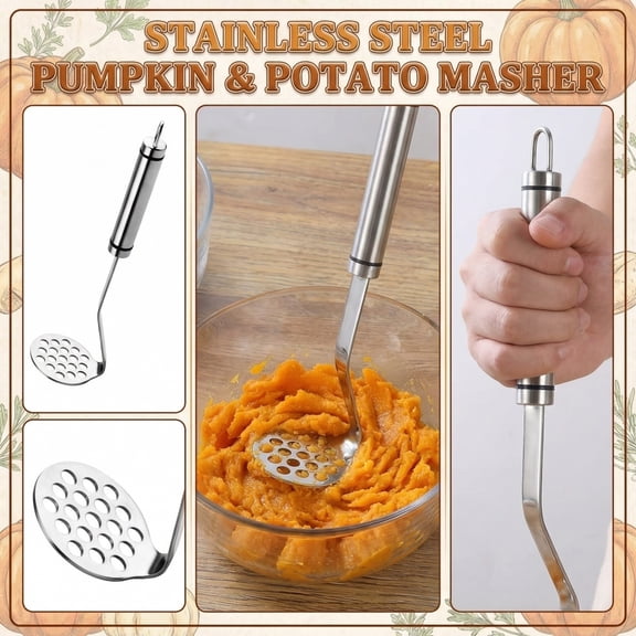 Stainless Steel Kitchen Pumpkin and Mashed Potato Ricer Press, Heavy Duty Puree Maker, Manual Food Mill for Smooth Gravy and Baby Food(Silver)