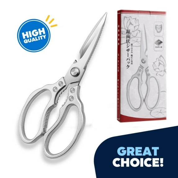 Stainless Steel Kitchen Scissors,Multi-Purpose Forged Kitchen Shears,Heavy Duty Dishwasher Safe Food Scissors,Non Slip Sharp Cooking Scissors for Kitchen,Chicken,Poultry,Fish (Silver)