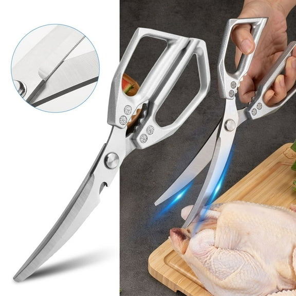 Stainless Steel Kitchen Shears,DFITO Professional Heavy Duty Food Scissors with Comfortable Grip, Multipurpose Cooking Scissors for Meat, Vegetables, and Fish(Straight Handle)