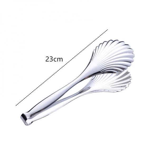 Stainless Steel Kitchen Shell Head Tongs Long Handle Steak Clamp Cake Food Clip Cooking Utensils
