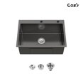 thumbnail image 1 of Stainless Steel Kitchen Sink, 27″x19″ Single Bowl, Overmount Handmade Sink in Black, with US Standard Drain and Hook, SS-BL02D-271908-2, 1 of 11