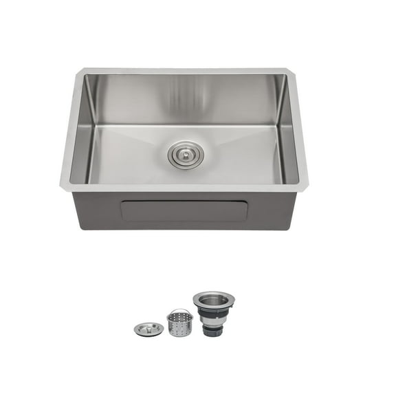 Stainless Steel Kitchen Sink 28 Inch Undermount Sink - 28" x 18" x 9" Undermount Stainless Steel Kitchen Sink 16 Gauge 9 Inch Deep Single Bowl Kitchen Sink Basin, Includes Drain Assembly (No Addition