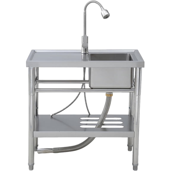 Stainless Steel Kitchen Sink 29.5x15.7x29.5in Drop-In Left Flat Platform Right Single Bowl Modern Rust-Resistant with Faucet Compact for Small Kitchens