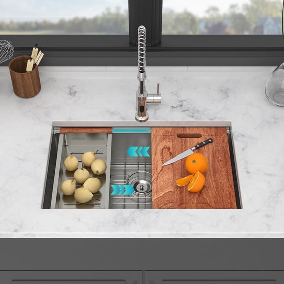 Stainless Steel Kitchen Sink 30" Undermount Kitchen Sink - 30*19*9 inch Single Bowl 16 Gauge Stainless Steel Ledge Workstation Kitchen Sinks,Undermount Kitchen Sink