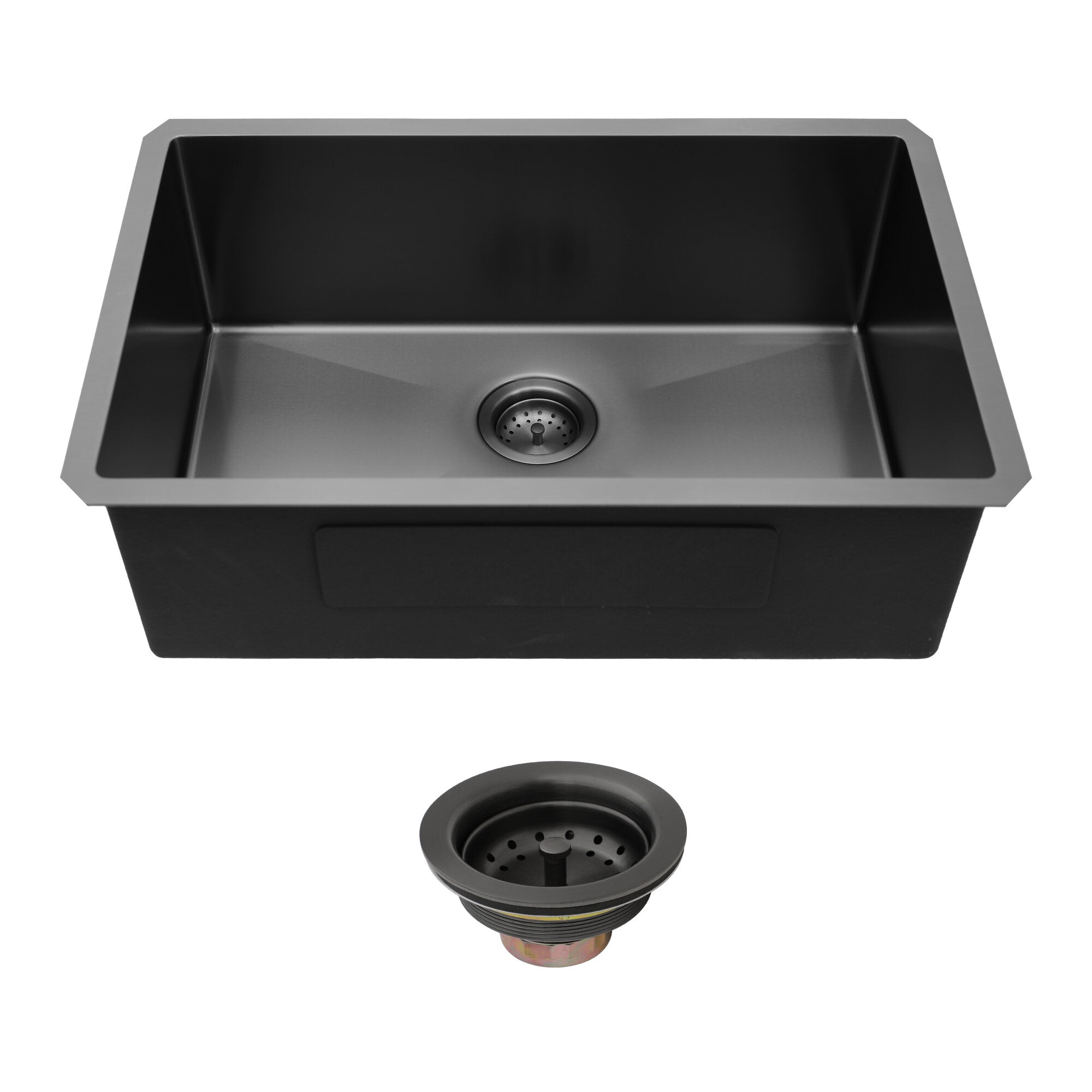 Stainless Steel Kitchen Sink 33"x19"x9" Gunmetal Black Undermount Kitchen Sink 16 Gauge Single Bowl with Drain Assembly,Single Bowl Kitchen Sink