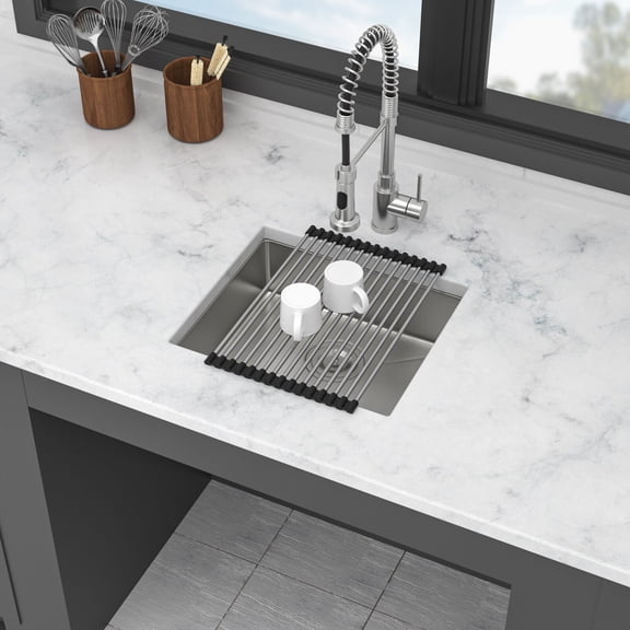 Stainless Steel Kitchen Sink ADA-COMPLIANT Kitchen Sink, 18 Inch Undermount Sink 5.5-Inch Low Depth ADA Compliant Single Bowl 16 Gauge Stainless Steel 18 x 16 x 5.5 Inch Handmade Sinks Basin,Single B