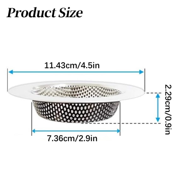 Stainless Steel Kitchen Sink Strainer - 4.5-Inch Wide Rim Drain Filter for Garbage Disposal - Silver
