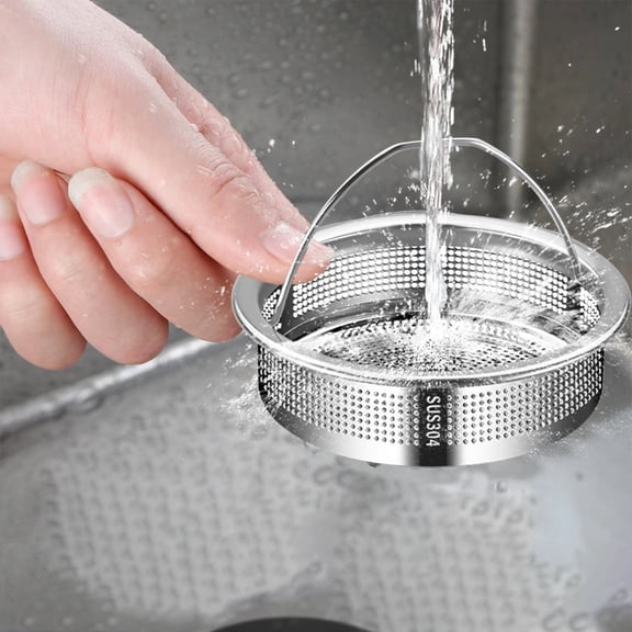 Stainless Steel Kitchen Sink Strainer Fine Mesh stream strainer Reusable with Water Storage Lid and Hanging Ring for Vegetable Washing against Clog Sink groceries Strainer Catcher