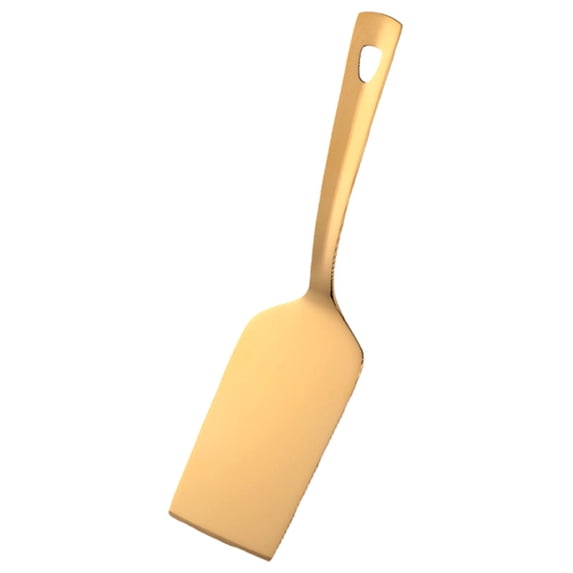 Stainless Steel Kitchen Spatula, 10 Inch Solid Turner for Flipping, Titanium Plated Barbecue Spatula, Metal Cooking Turner for Griddle, Nonstick Cookware Safe Spatula, Square Slotted Turner