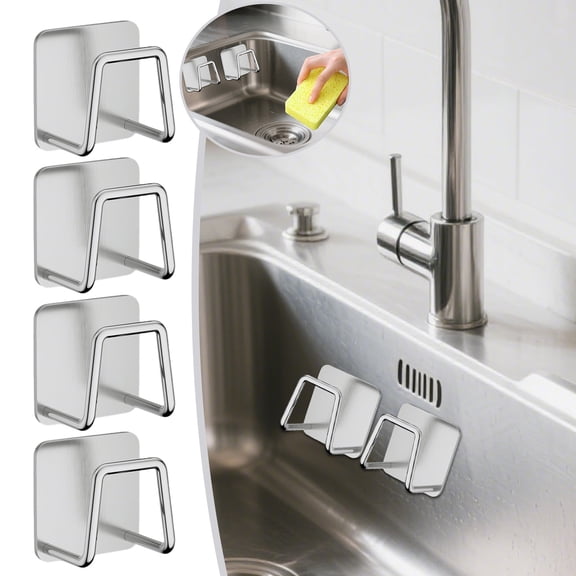 Stainless Steel Kitchen Sponge Holder Caddy Organizer - SUS304 Rustproof Quick Drying Wall Mount Storage for Dish Brush Rag Gloves