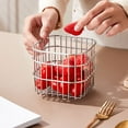 thumbnail image 1 of Stainless Steel Kitchen Storage Basket | Multi-Purpose Fruit & Vegetable Container | Mirror Polished Wire Mesh Organizer with Drainage Holes | 5x5x4 Inch Silver Household Storage Rack, 1 of 6