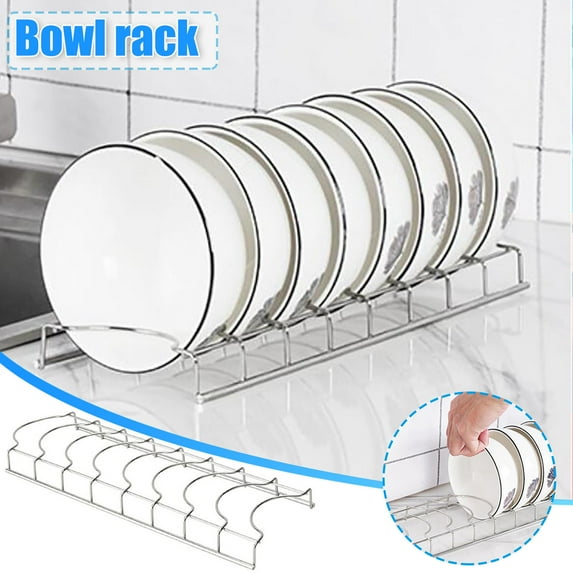 Stainless Steel Kitchen Storage Rack | Multi-Function Dish Organizer, Vertical Countertop Plate Holder, Space-Saving Bowl Shelf, Rust-Resistant, 11.8x4.1in, Easy Access, Sleek Modern Design