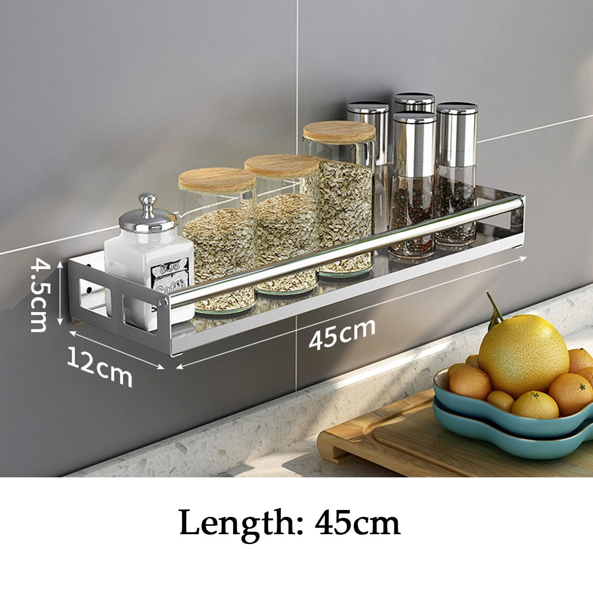 1pc Stainless Steel Spice Rack, Wall Mounted Multifunction Kitchen Storage  Rack For Kitchen