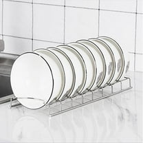 Stainless Steel Kitchen Storage Table Top Dish Arrangement and Storage Rack Dinner Plate Storage Rack Organizer and Drying Rack, Holds up to 8 Dinner & Dessert Round Plates