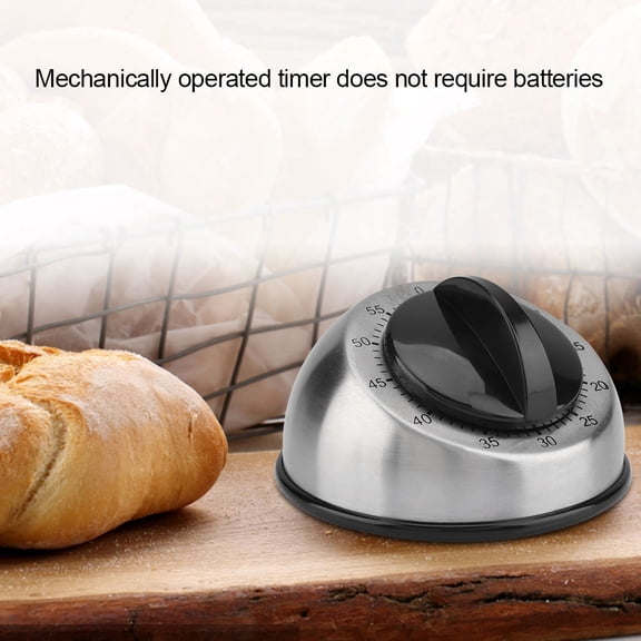 Stainless Steel Kitchen Timer 60 Minutes Mechanical Wind Up Countdown Time Reminder Mechanical Timer for Cooking Baking and Sports