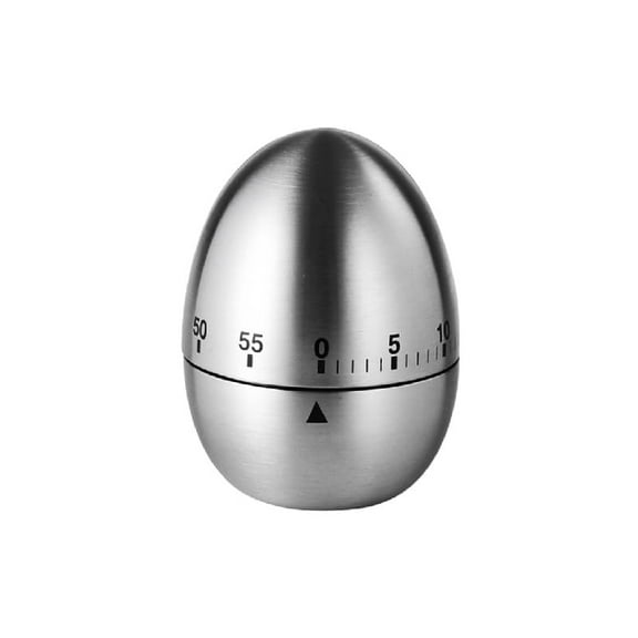 Stainless Steel Kitchen Timer Egg – Accurate Countdown Timer for Cooking, Metallic Silver Egg Shape, with Dual-Language Manual (English & Chinese)