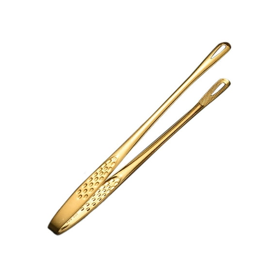 Stainless Steel Kitchen Tongs BBQ Tweezers for Cooking Stainless Steel Kitchen Tweezers Grill Food Yakiniku Cooking Clamp Tool for Salad,Fish,Steak,Barbecue,Buffet,Meat(Gold,7.8 Inches)