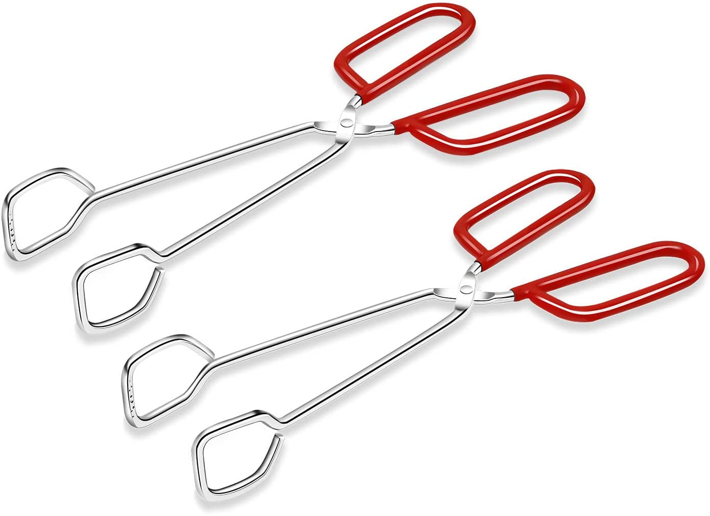 Stainless Steel Kitchen Tongs Frifoshs Heavy Duty Cooking Tongs Good Grips 10-Inch Scissors Tongs with Comfortable Red Handle for Cooking Barbecue, Set of 3