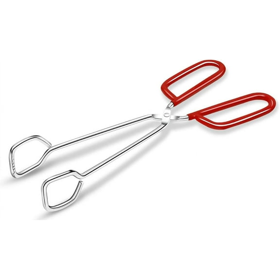 Stainless Steel Kitchen Tongs HL Heavy Duty Cooking Tongs Good Grips 10-Inch Scissors Tongs with Comfortable Red Handle for Cooking Barbecue