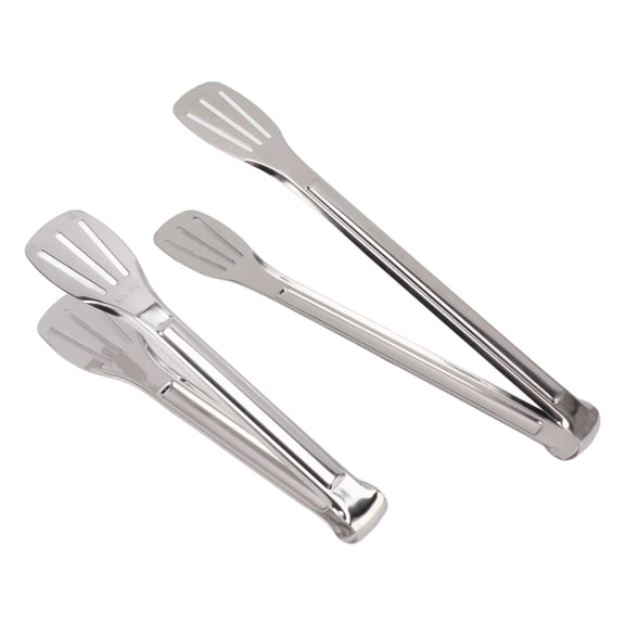 Stainless Steel Kitchen Tongs Set, 9 & 11 Inch, Perfect for Buffet, BBQ & Parties, 3-Pronged Bread Tongs