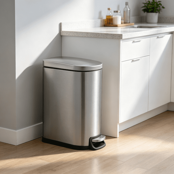 Stainless Steel Kitchen Trash Can, 10L Waste Bin for Kitchen and Home Use