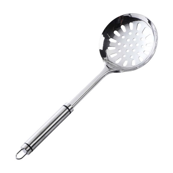 Stainless Steel Kitchen Utensil Cooking Utensils - Long Handle Skimmer Spoon - Non Scratch Cooking Tools for Nonstick Cookware