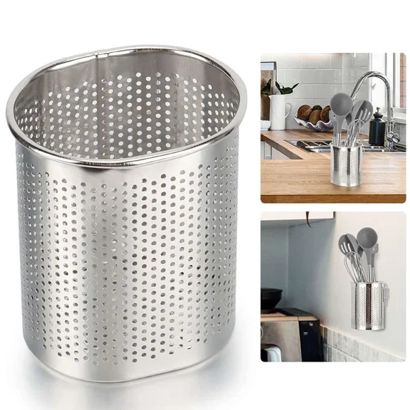 Stainless Steel Kitchen Utensil Holder, Kitchen Caddy, Utensil Organizer, Silver