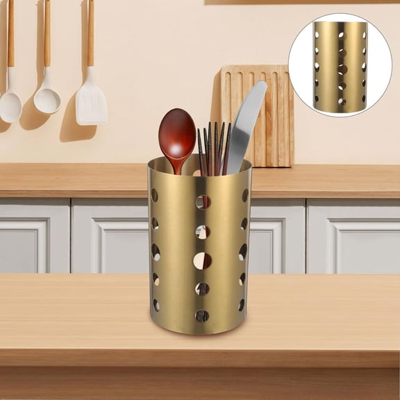 Stainless Steel Kitchen Utensil Holder Large Capacity Cooking Tool Caddy Organizer With Drain Holes