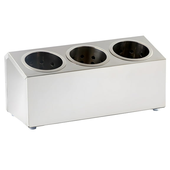 Stainless Steel Kitchen Utensil Holder, Large Flatware Caddy with 3 Dividers, Commercial-Grade Countertop Storage, Quality and Easy-to-Clean Design, Ideal for Kitchen or Restaurant Use