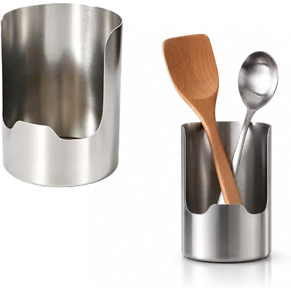 Stainless Steel Kitchen Utensil Holder, Vertical Countertop Caddy with Weighted Base, for Lids Spatulas Boards, 1-Pack