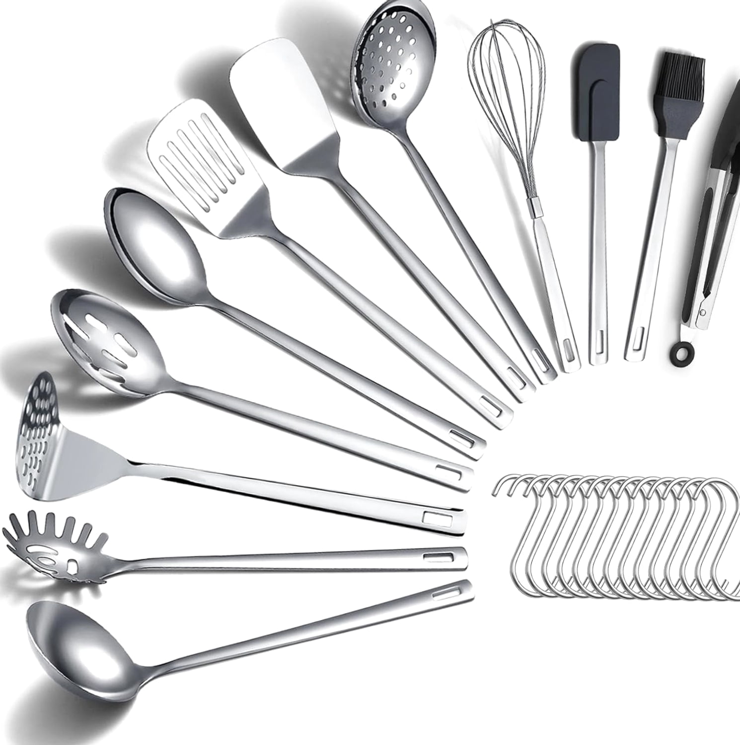 Stainless Steel Kitchen Utensil Set, 12 Piece Cooking Tools with 14 ...