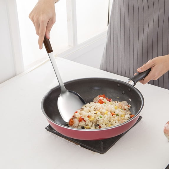 Stainless Steel Kitchen Utensil Set with Wood Handle | Includes Pot Shovel, Colander, Frying Shovel & Soup Spoon | 1-Piece Cooking Tool