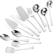 Stainless Steel Kitchen Utensils Set 11 count Cooking Utensils Hostess Serving Heat Resistant Kitchen Essentials Metal Kitchen Gadgets Accessories,for Buffet,Wedding,Party Dishwasher Safe