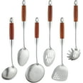 thumbnail image 1 of Stainless Steel Kitchen Utensils Set with Wood Handle, 18/10 Metal Cooking Utensils Set, 6-Piece - Spatula, Spoon, Ladle, Skimmer, Slotted Spoon, Pasta Server (Dishwasher Safe), 1 of 13