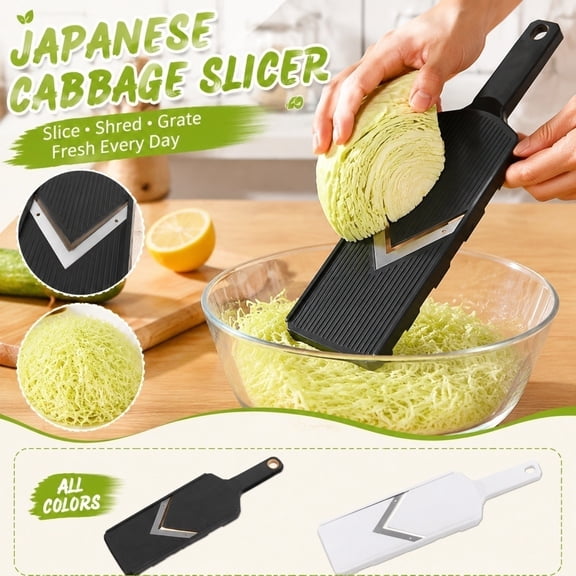Stainless Steel Kitchen Utensils, Shredder, Mandoline Slicer, Japanese Cabbage Grater Slicer, White 12X3.5 Inch Multi-Function Slicer for Salad Prep, Vegetable Cutting, Lemon