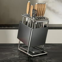 Stainless Steel Knife Block, Countertop Knife Organizer, Multi-Slot Kitchen Knife Storage Rack, Space-Saving, Durable, Ventilated, Safe, Modern Design
