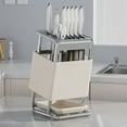 thumbnail image 1 of Stainless Steel Knife Block Organizer, 24.5x16x12cm Black/White, Multi-Slot for Countertop & Wall Mounted Kitchen Use, 1 of 7