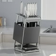 thumbnail image 1 of Stainless Steel Knife Block Organizer - 304 Stainless Steel Countertop or Wall Mount Knife Storage Rack with Multi-Slot Design, 24.5x16x12cm, 1 of 7