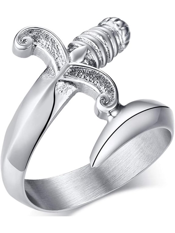 Stainless Steel Knife Dagger Style Cocktail Party Biker Ring