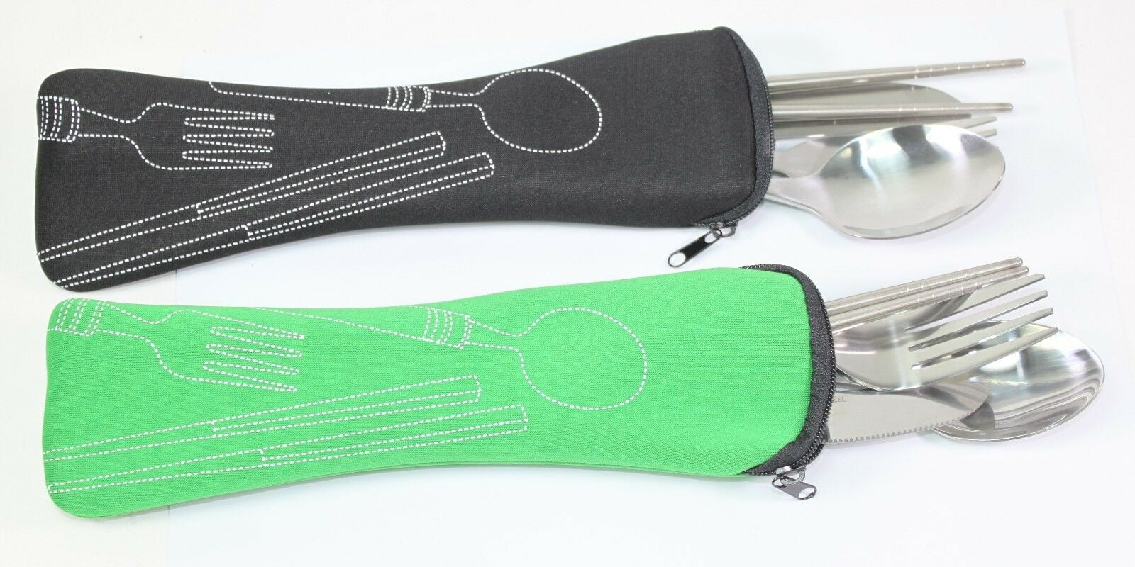 Stainless Steel (Knife, Fork, Spoon, Chopsticks) Cutlery Carrying Set 2 Pack B11868
