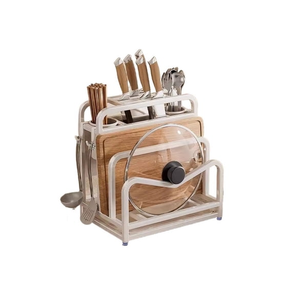Stainless Steel Knife Rack Shelf Kitchen Countertop Plate Rack Pot Cover Cutting Board Knife Storage Rack