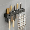 thumbnail image 1 of Stainless Steel Knife Rack Wall Mounted, No Drill Kitchen Organizer with Adhesive, Space Saving Utensil Holder for Knives and Tools, Rustproof Easy Clean Design, 1 of 6