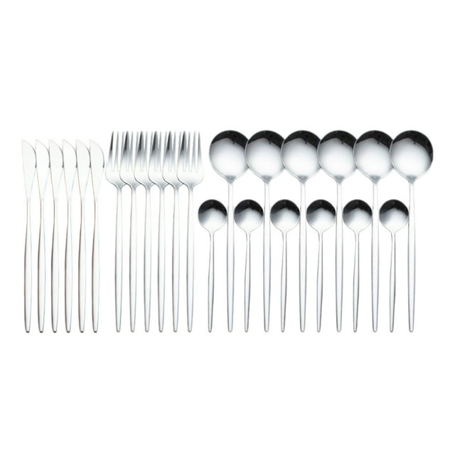 Stainless Steel Knife and fork 24 Piece Tableware Set Gift Box Titanium Gold Plated Western Spoon
