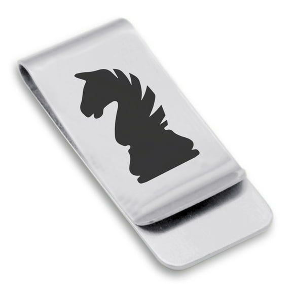 Stainless Steel Knight Chess Piece Classic Slim Money Clip Credit Card Holder