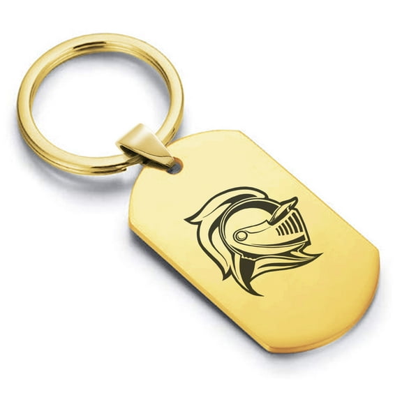 Stainless Steel Knight Warrior Champion Dog Tag Keychain Circle Ring