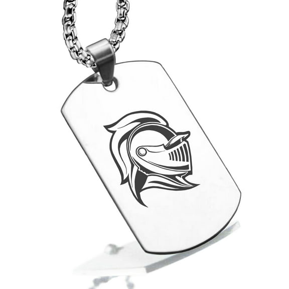 Stainless Steel Knight Warrior Champion Dog Tag Pendant Necklace
