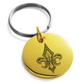 thumbnail image 1 of Stainless Steel Knightly Fleur De Lis Engraved Small Medallion Circle Charm Keychain Keyring, 1 of 1