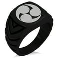 thumbnail image 1 of Stainless Steel Kobayakawa Samurai Crest Chevron Pattern Biker Style Polished Ring, 1 of 1